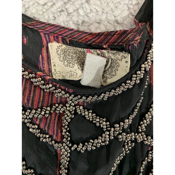 Anthropologie Ecote Beaded Tapestry Dress Red Black Floral Embellished - Picture 3 of 13